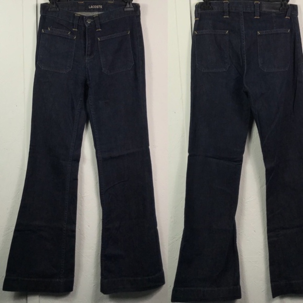 LaCoste dark wash boho flare bottom denim jean